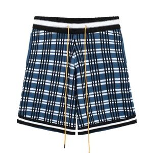 Rhude Blue and White Checkered Athletic Shorts